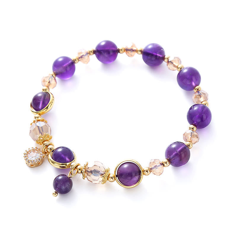 Wear FengShui Natural Amethyst Geometric Crystal Meditation Bracelet