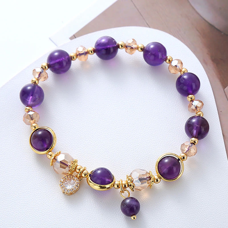 Wear FengShui Natural Amethyst Geometric Crystal Meditation Bracelet