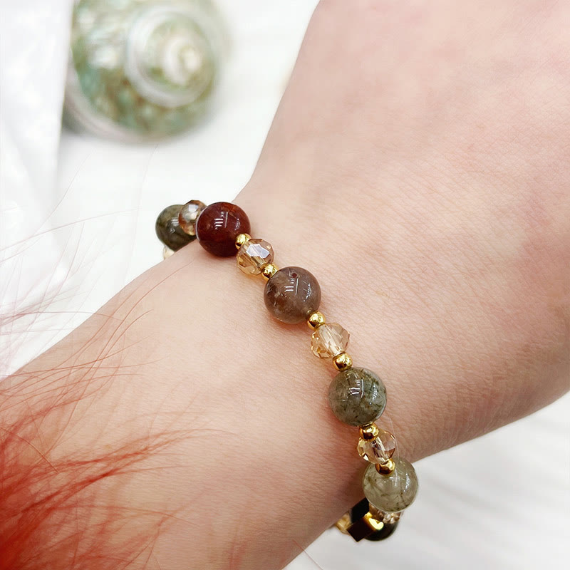 Wear FengShui Natural Colored Rutilated Quartz Amethyst Protection Bracelet