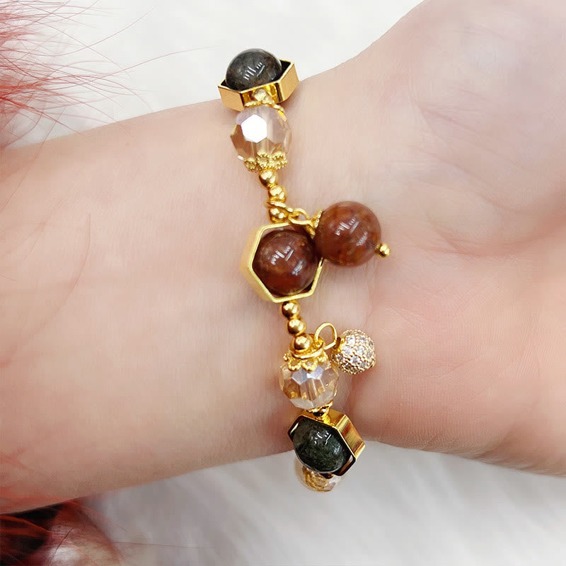 Wear FengShui Natural Colored Rutilated Quartz Amethyst Protection Bracelet