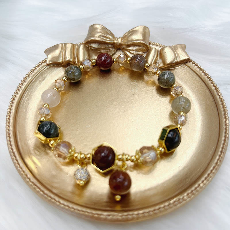 Wear FengShui Natural Colored Rutilated Quartz Amethyst Protection Bracelet