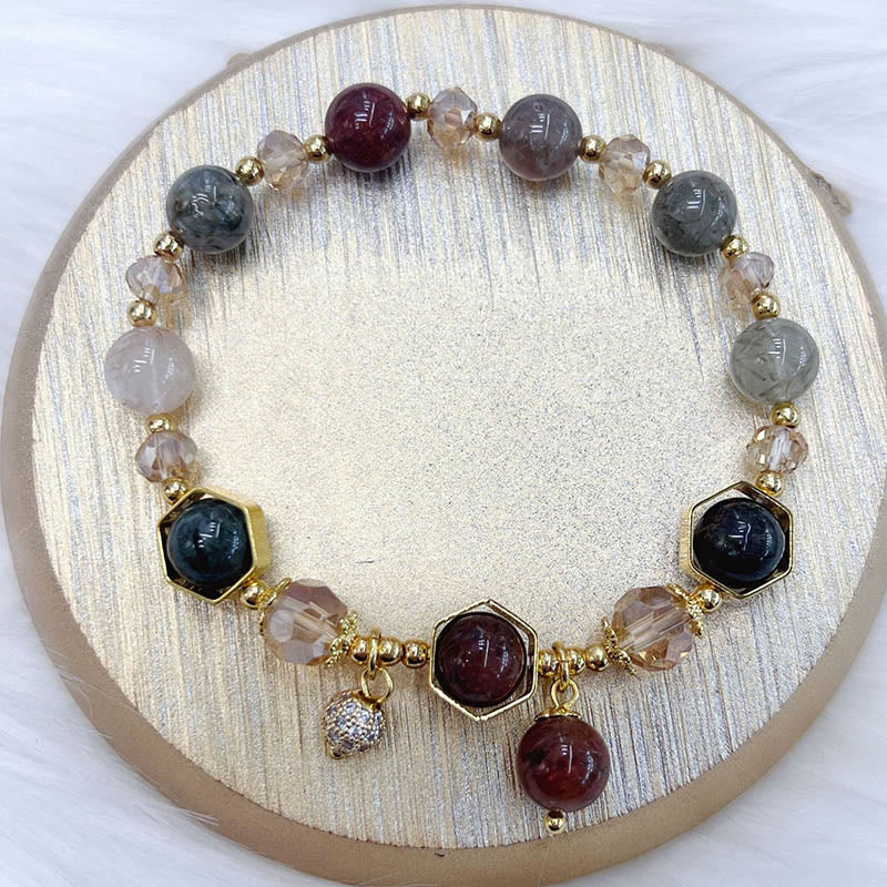 Wear FengShui Natural Colored Rutilated Quartz Amethyst Protection Bracelet