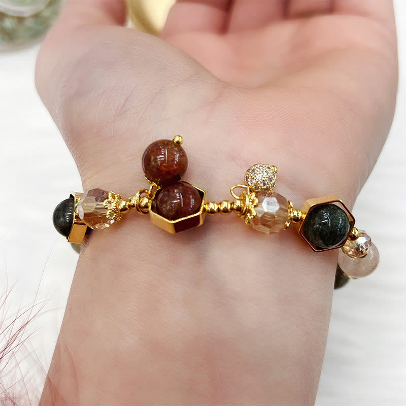 Wear FengShui Natural Colored Rutilated Quartz Amethyst Protection Bracelet