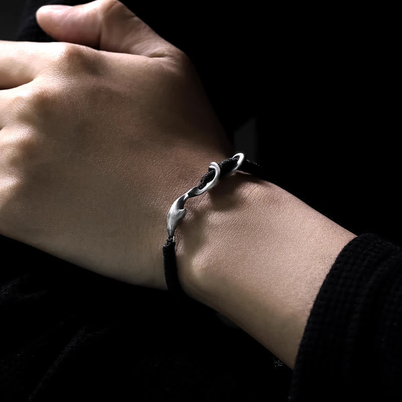Wear FengShui 999 Sterling Silver Shark Black Wax Rope Protection Bracelet
