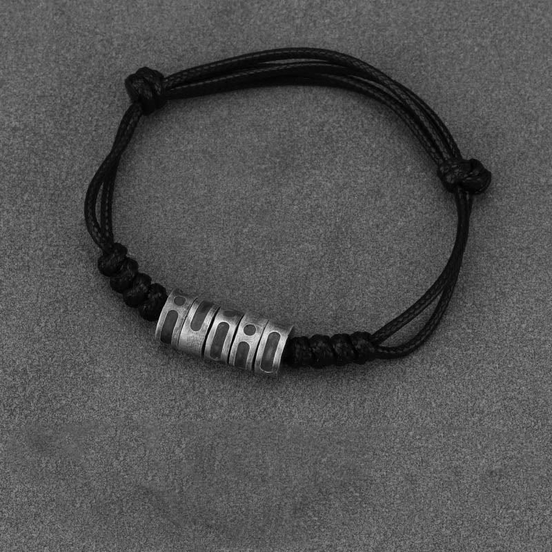 Wear FengShui 999 Sterling Silver Morse Code Wax Rope Blessing Bracelet