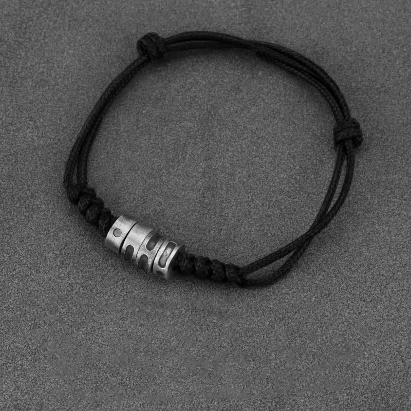 Wear FengShui 999 Sterling Silver Morse Code Wax Rope Blessing Bracelet