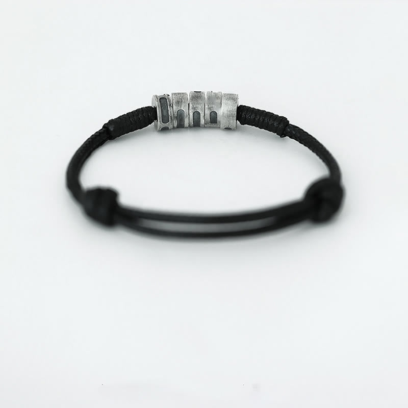 Wear FengShui 999 Sterling Silver Morse Code Wax Rope Blessing Bracelet