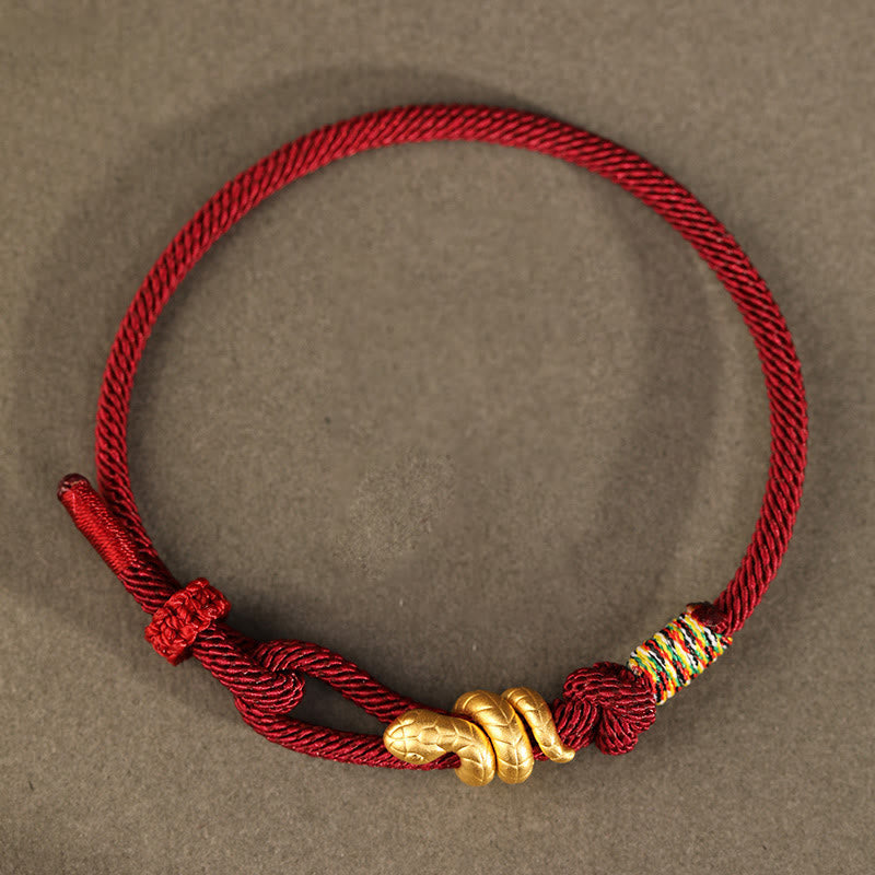 Wear FengShui 999 Gold Year of the Snake Design Handmade Luck Protection Rope Braided Bracelet