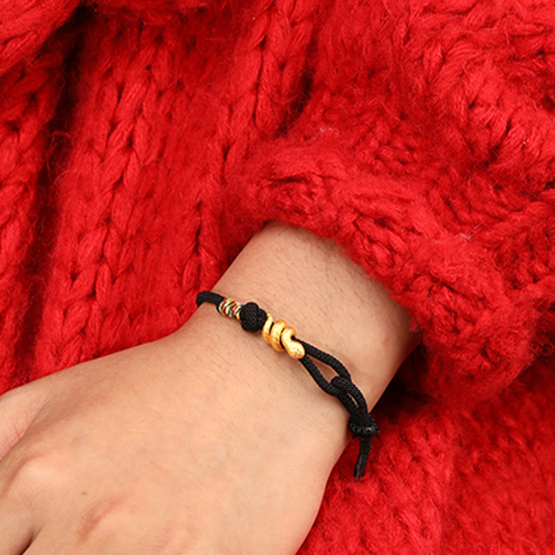Wear FengShui 999 Gold Year of the Snake Design Handmade Luck Protection Rope Braided Bracelet