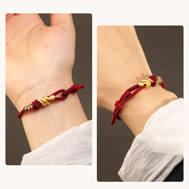 Wear FengShui 999 Gold Year of the Snake Design Handmade Luck Protection Rope Braided Bracelet