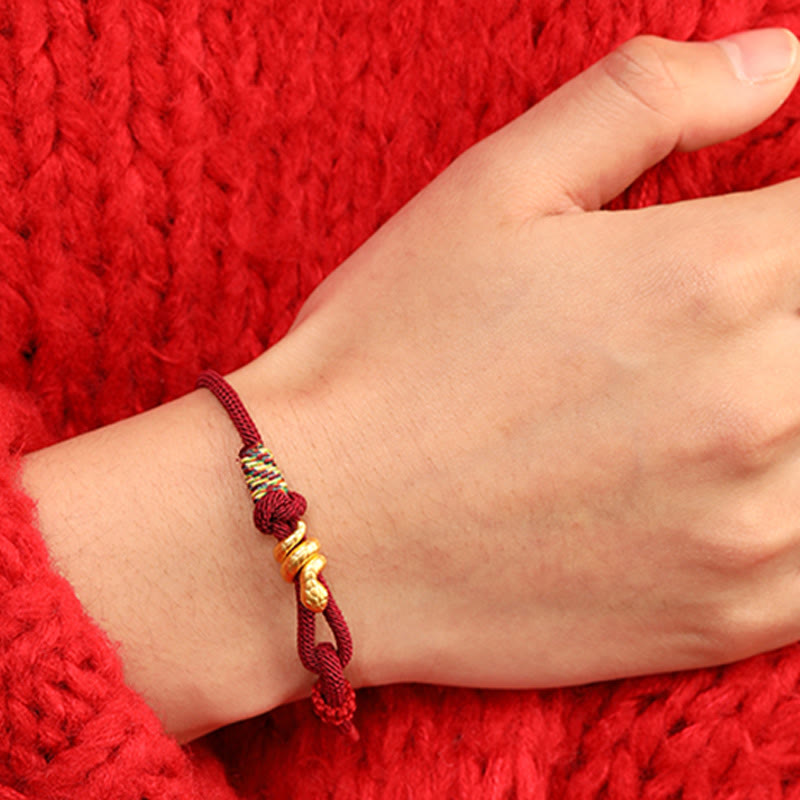 Wear FengShui 999 Gold Year of the Snake Design Handmade Luck Protection Rope Braided Bracelet