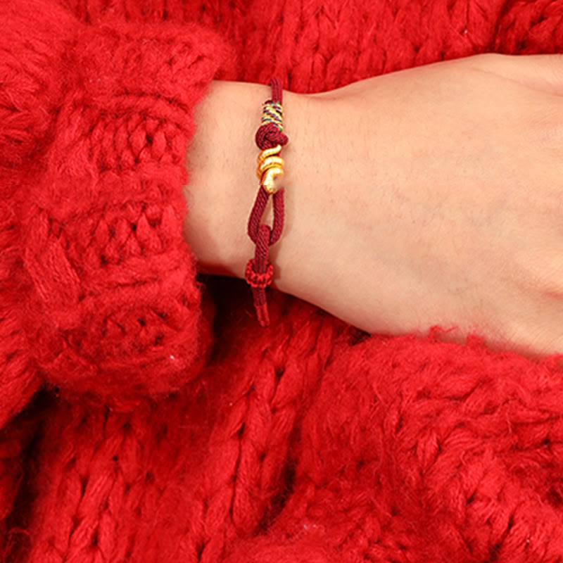 Wear FengShui 999 Gold Year of the Snake Design Handmade Luck Protection Rope Braided Bracelet