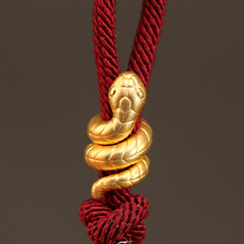 Wear FengShui 999 Gold Year of the Snake Design Handmade Luck Protection Rope Braided Bracelet