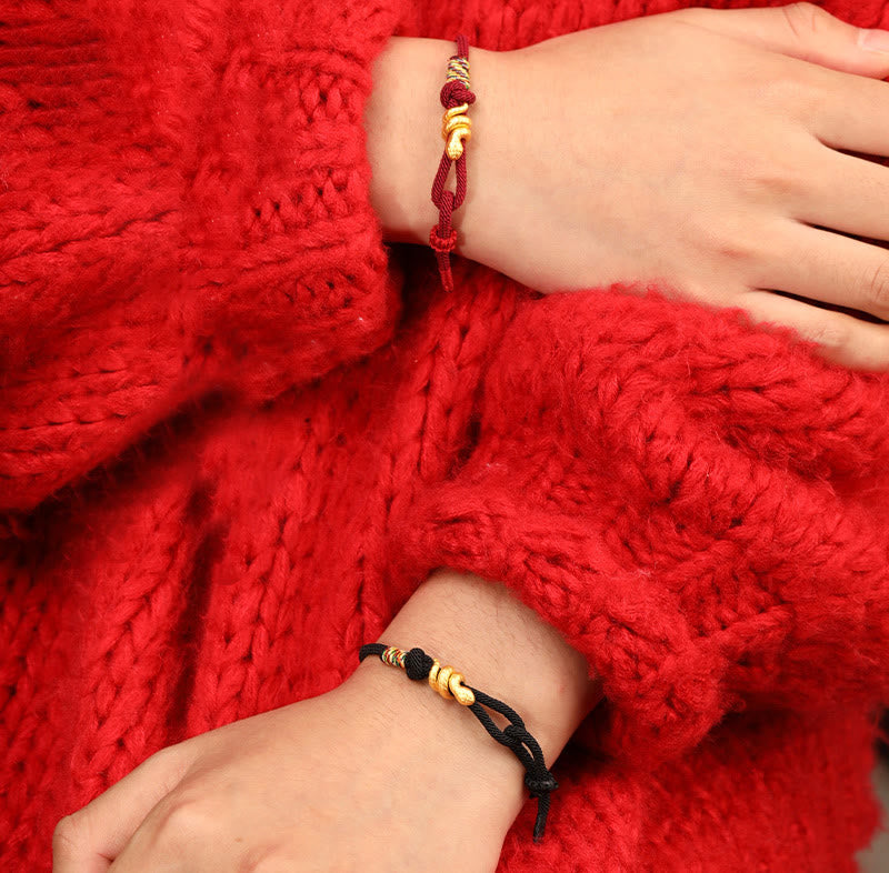 Wear FengShui 999 Gold Year of the Snake Design Handmade Luck Protection Rope Braided Bracelet