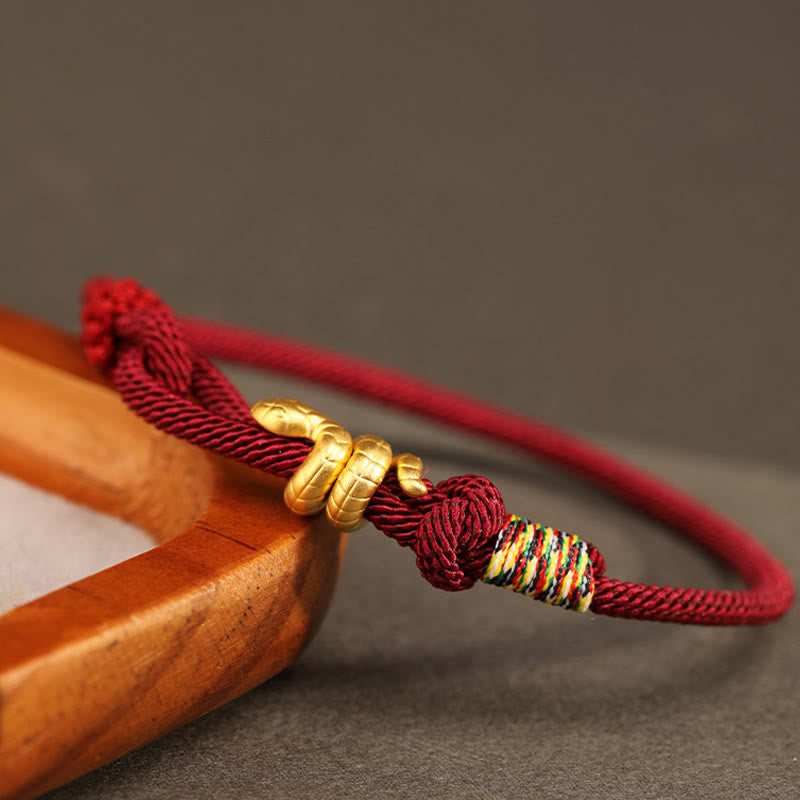 Wear FengShui 999 Gold Year of the Snake Design Handmade Luck Protection Rope Braided Bracelet