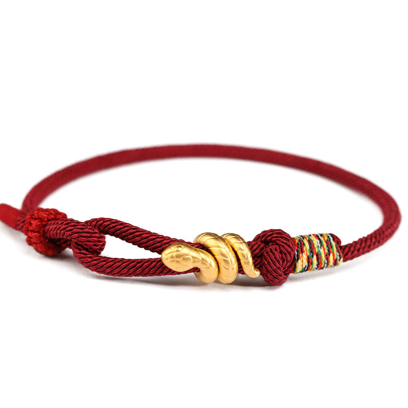 Wear FengShui 999 Gold Year of the Snake Design Handmade Luck Protection Rope Braided Bracelet