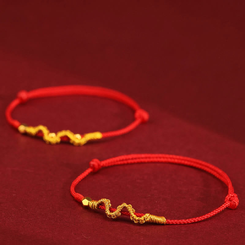 Wear FengShui 999 Gold Year of the Snake Handmade Luck Strength Braided Bracelet Anklet