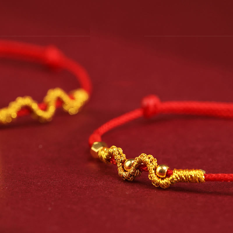 Wear FengShui 999 Gold Year of the Snake Handmade Luck Strength Braided Bracelet Anklet