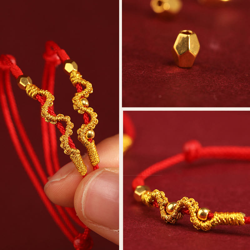 Wear FengShui 999 Gold Year of the Snake Handmade Luck Strength Braided Bracelet Anklet