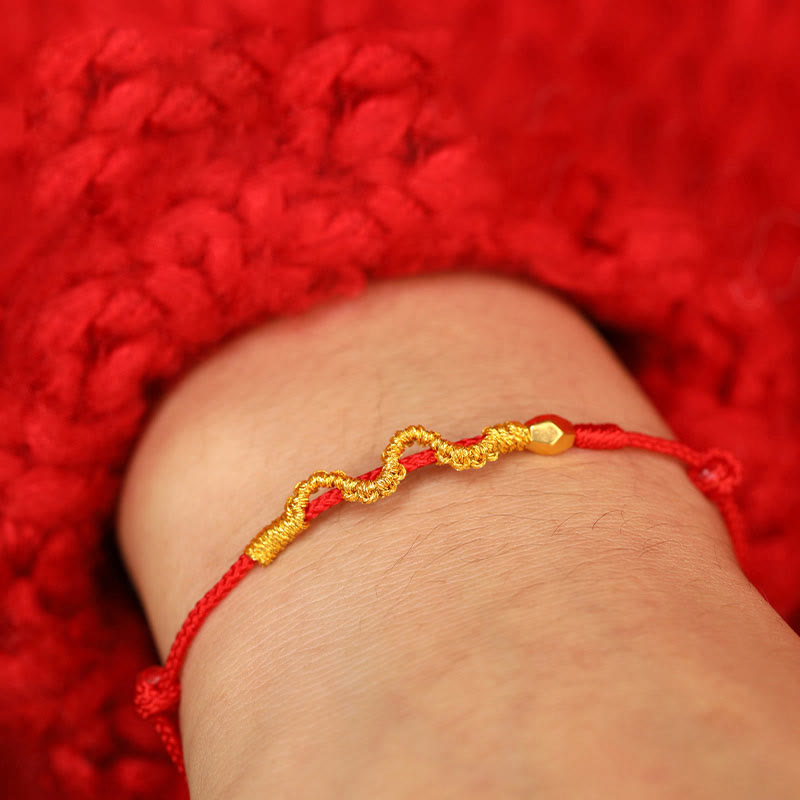 Wear FengShui 999 Gold Year of the Snake Handmade Luck Strength Braided Bracelet Anklet