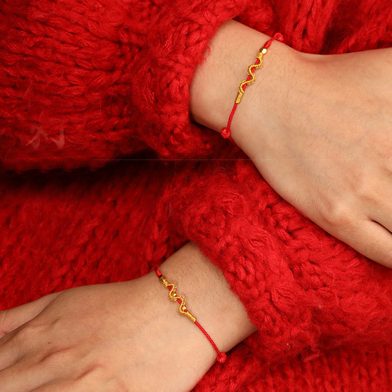 Wear FengShui 999 Gold Year of the Snake Handmade Luck Strength Braided Bracelet Anklet
