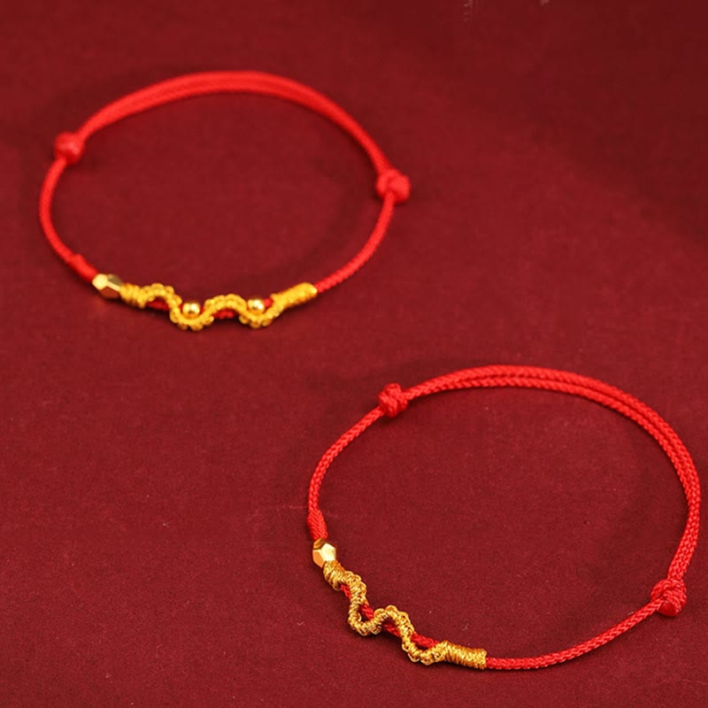 Wear FengShui 999 Gold Year of the Snake Handmade Luck Strength Braided Bracelet Anklet