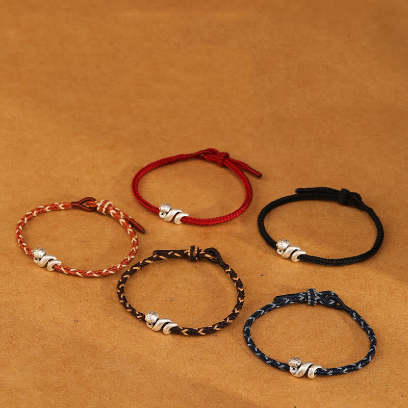 Wear FengShui 999 Sterling Silver Year of the Snake Handmade Copper Coin Protection Braided Bracelet