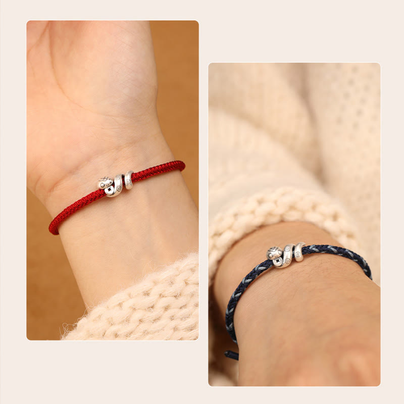 Wear FengShui 999 Sterling Silver Year of the Snake Handmade Copper Coin Protection Braided Bracelet