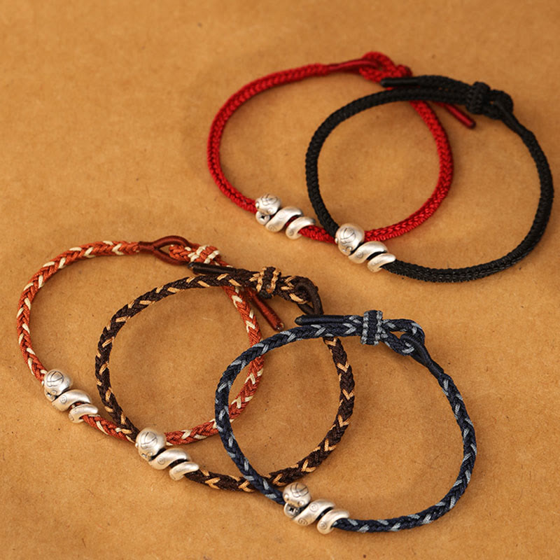 Wear FengShui 999 Sterling Silver Year of the Snake Handmade Copper Coin Protection Braided Bracelet