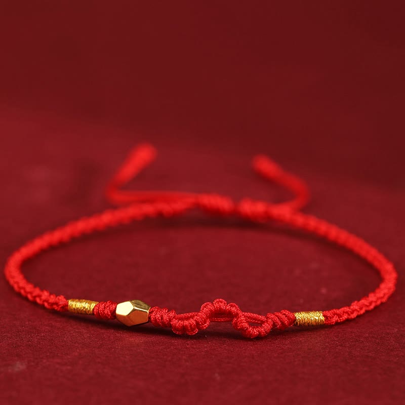 Wear FengShui 999 Gold Year of the Snake Mini Gold Bead Handmade Luck Protection Braided Bracelet