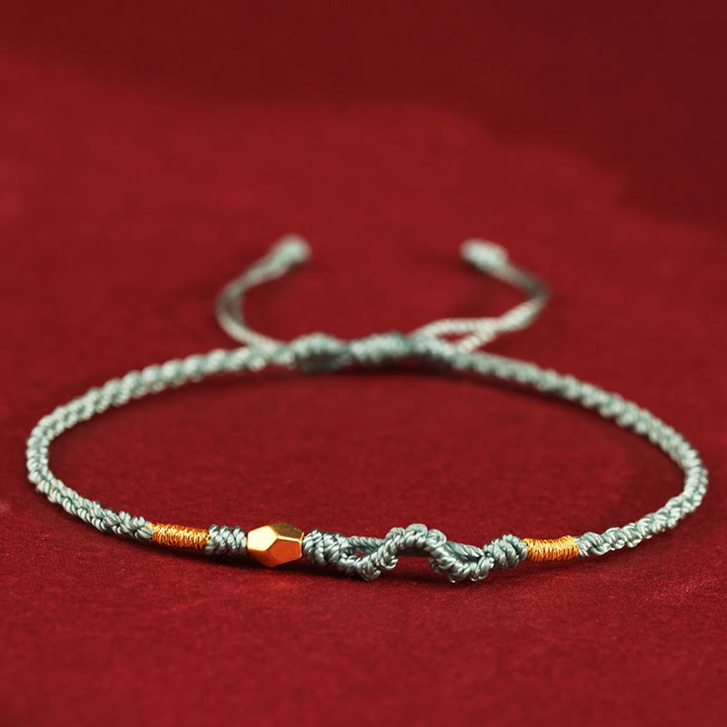 Wear FengShui 999 Gold Year of the Snake Mini Gold Bead Handmade Luck Protection Braided Bracelet