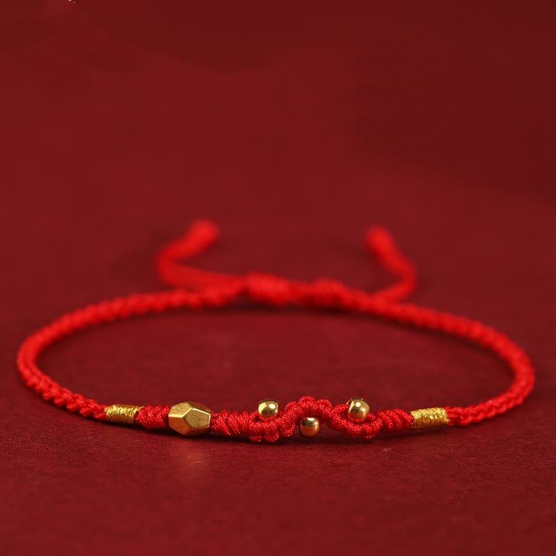 Wear FengShui 999 Gold Year of the Snake Mini Gold Bead Handmade Luck Protection Braided Bracelet