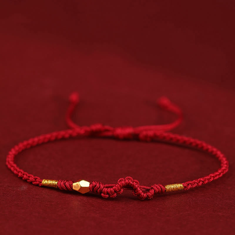 Wear FengShui 999 Gold Year of the Snake Mini Gold Bead Handmade Luck Protection Braided Bracelet