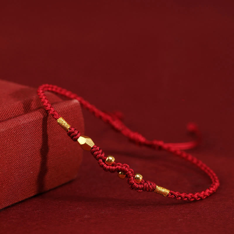 Wear FengShui 999 Gold Year of the Snake Mini Gold Bead Handmade Luck Protection Braided Bracelet