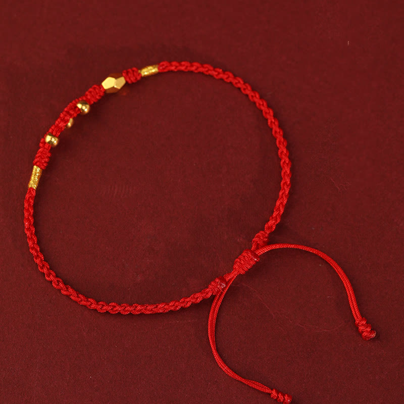 Wear FengShui 999 Gold Year of the Snake Mini Gold Bead Handmade Luck Protection Braided Bracelet
