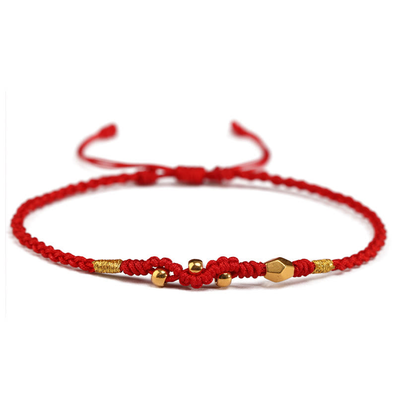 Wear FengShui 999 Gold Year of the Snake Mini Gold Bead Handmade Luck Protection Braided Bracelet
