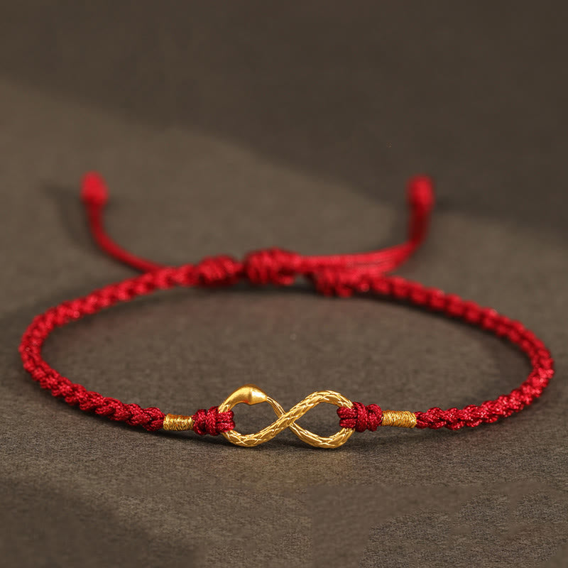 Wear FengShui 999 Gold Year of the Snake Eternal Endless Knot Infinity Handmade Luck Bracelet