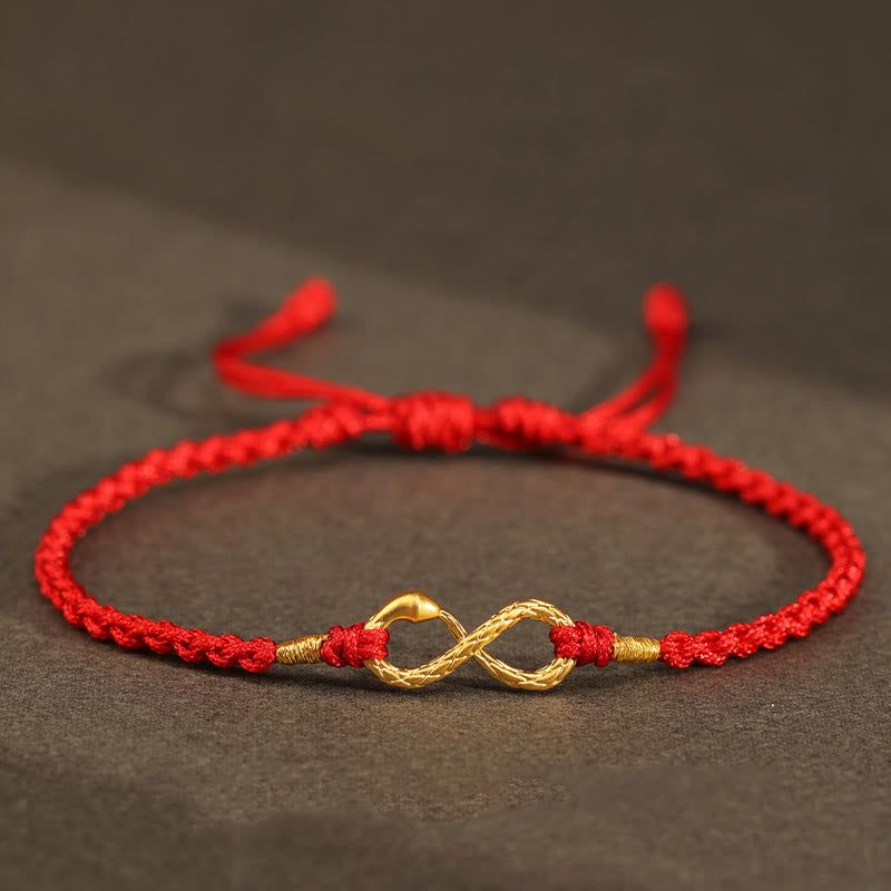 Wear FengShui 999 Gold Year of the Snake Eternal Endless Knot Infinity Handmade Luck Bracelet