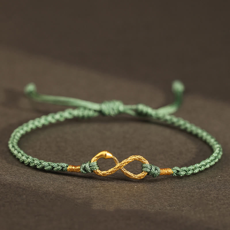 Wear FengShui 999 Gold Year of the Snake Eternal Endless Knot Infinity Handmade Luck Bracelet