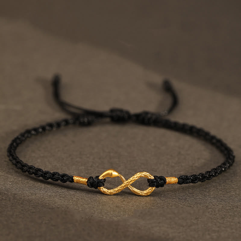 Wear FengShui 999 Gold Year of the Snake Eternal Endless Knot Infinity Handmade Luck Bracelet