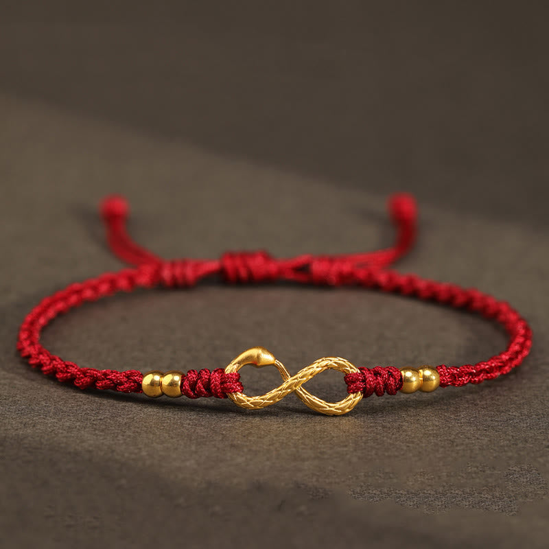 Wear FengShui 999 Gold Year of the Snake Eternal Endless Knot Infinity Handmade Luck Bracelet