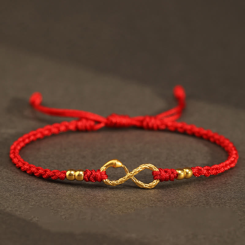 Wear FengShui 999 Gold Year of the Snake Eternal Endless Knot Infinity Handmade Luck Bracelet