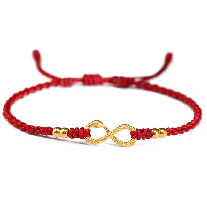 Wear FengShui 999 Gold Year of the Snake Eternal Endless Knot Infinity Handmade Luck Bracelet