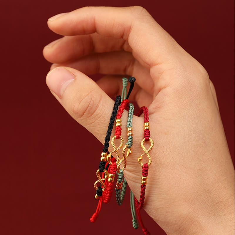 Wear FengShui 999 Gold Year of the Snake Eternal Endless Knot Infinity Handmade Luck Bracelet