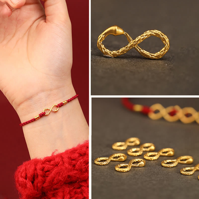 Wear FengShui 999 Gold Year of the Snake Eternal Endless Knot Infinity Handmade Luck Bracelet