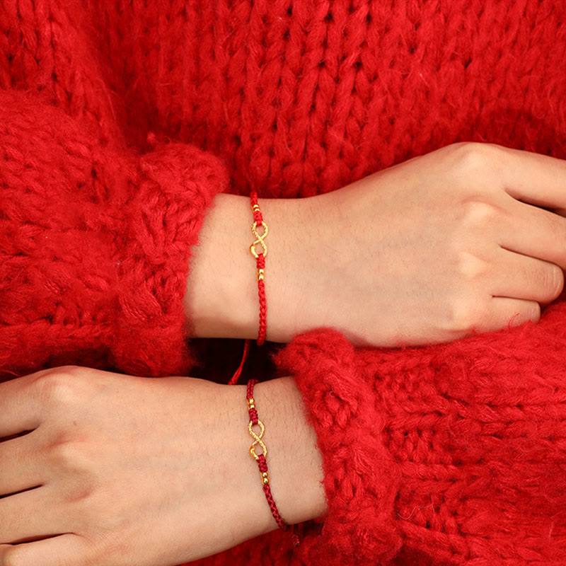 Wear FengShui 999 Gold Year of the Snake Eternal Endless Knot Infinity Handmade Luck Bracelet