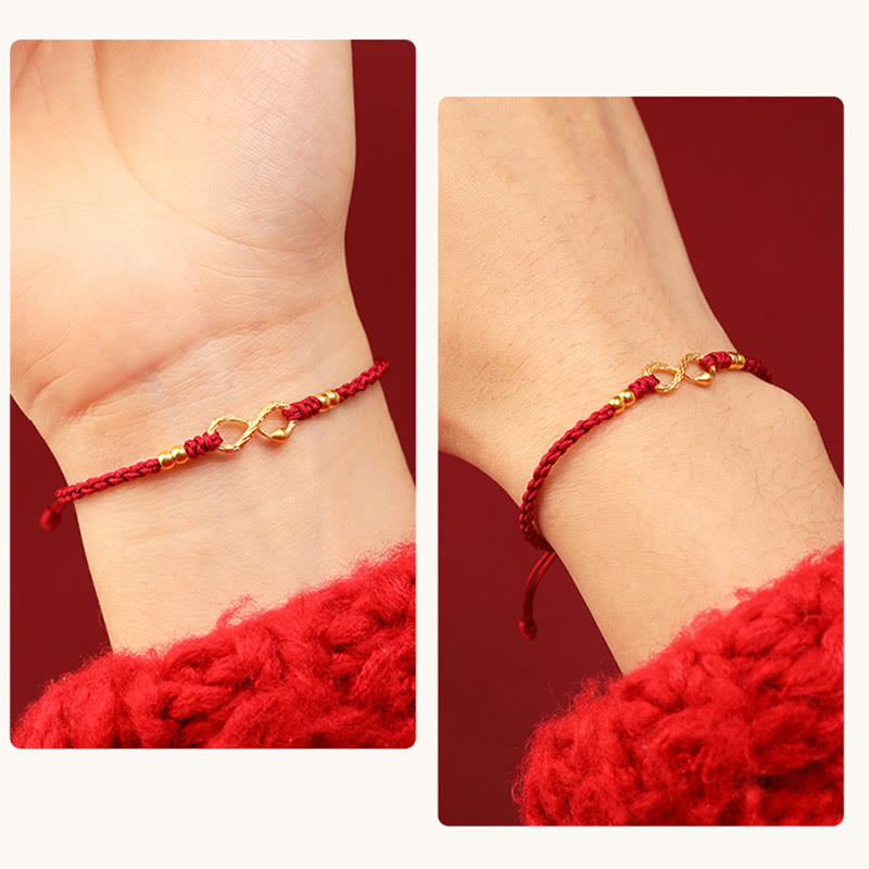 Wear FengShui 999 Gold Year of the Snake Eternal Endless Knot Infinity Handmade Luck Bracelet