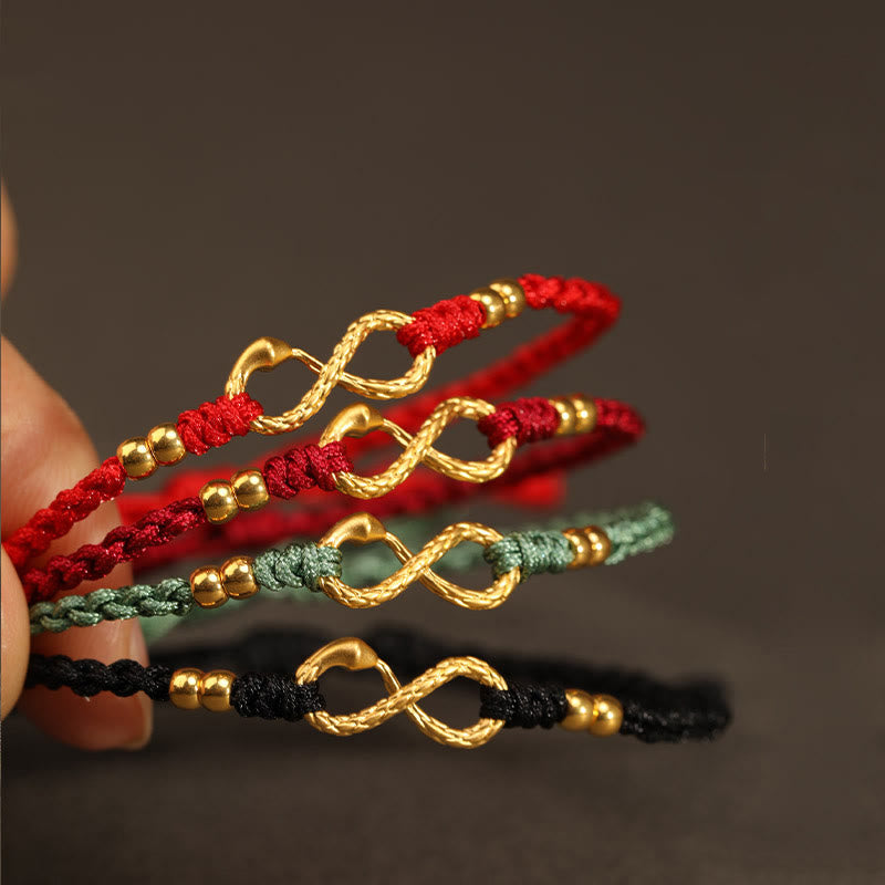 Wear FengShui 999 Gold Year of the Snake Eternal Endless Knot Infinity Handmade Luck Bracelet