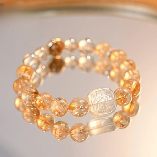 Wear FengShui Topaz Citrine Tiger Eye Zakiram Goddess of Wealth Bracelet