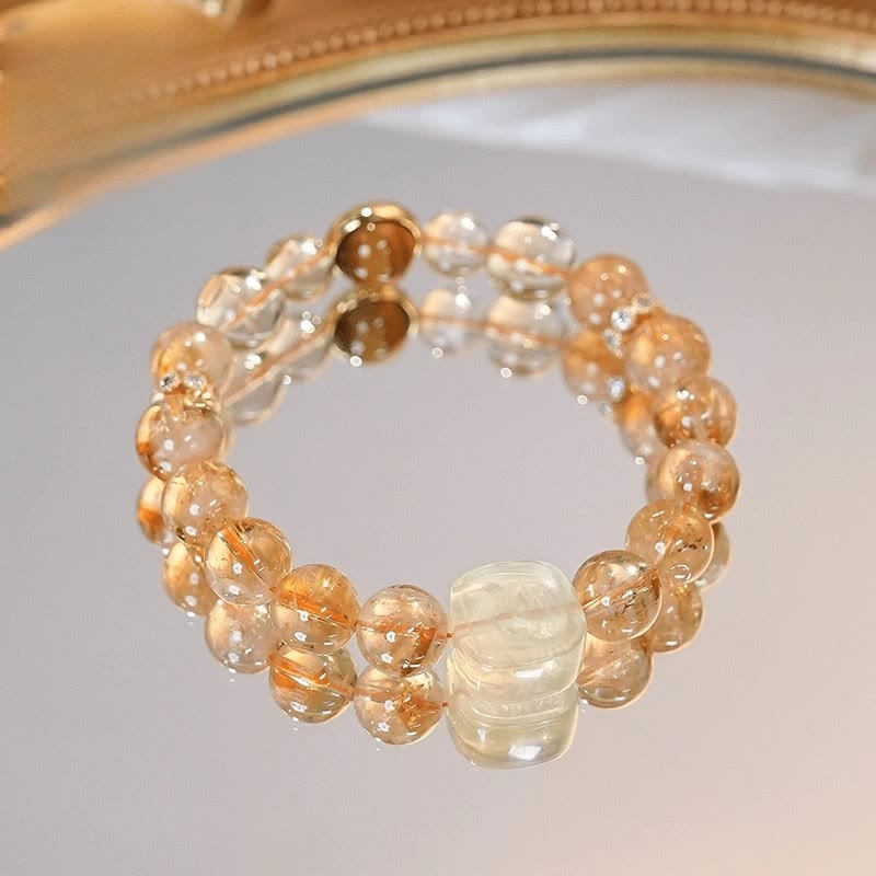 Wear FengShui Topaz Citrine Tiger Eye Zakiram Goddess of Wealth Bracelet